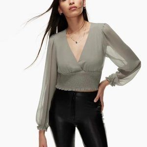 Aritzia Wilfred Wistful Blouse --- Medium, Grey-Green